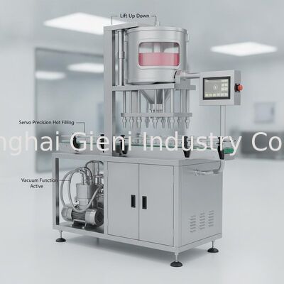 Machine de remplissage à chaud de précision servo-conduite avec élévation du réservoir vers le bas et fonction de vide pour le remplissage cosmétique