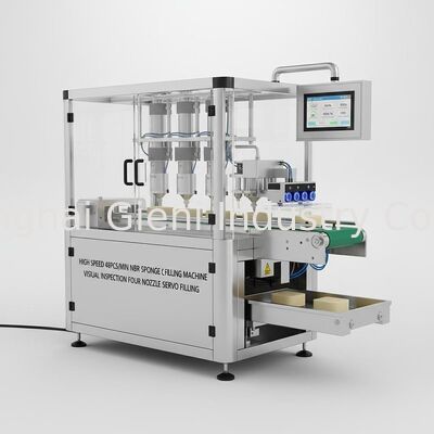 Machine de remplissage de coussin d'éponge NBR à grande vitesse 48 pièces/min avec inspection visuelle et remplissage servo à quatre buses