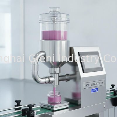 Machine de remplissage à chaud à buse unique avec système de piston servo-alimenté, réservoir de levage automatique et précision de ± 0,1 g pour les glossiers et la cire