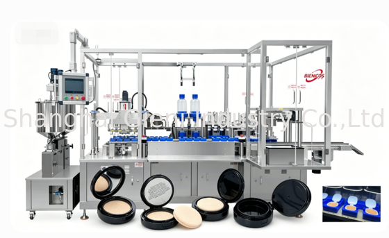 Machine de remplissage servo semi-automatique à quatre buses pour éponge haute densité NBR Production compacte de crème BB coréenne