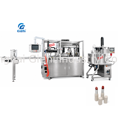 Intégration du système de préchauffage de moule et de refusion pour machine de remplissage de rouge à lèvres GLU-900 avec réservoir de 30L et air chaud Leister