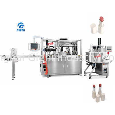 Machine de remplissage de rouge à lèvres chauffante à buse de plongée GLU-900 avec réservoir de pré-mélange de 30L et équipement de fusion sous vide